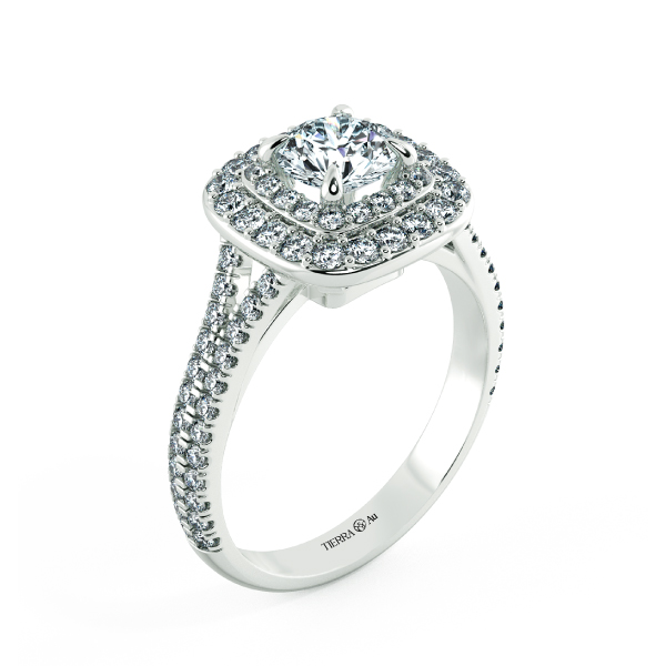 Double Halo Cushion Engagement Ring with Eternity Band NCH2302 4